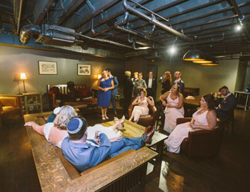 Bridal party in the Agreeing Room at The Transept