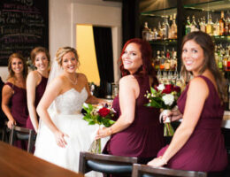 Bride & bridesmaids in the North Tap Room at the Transept