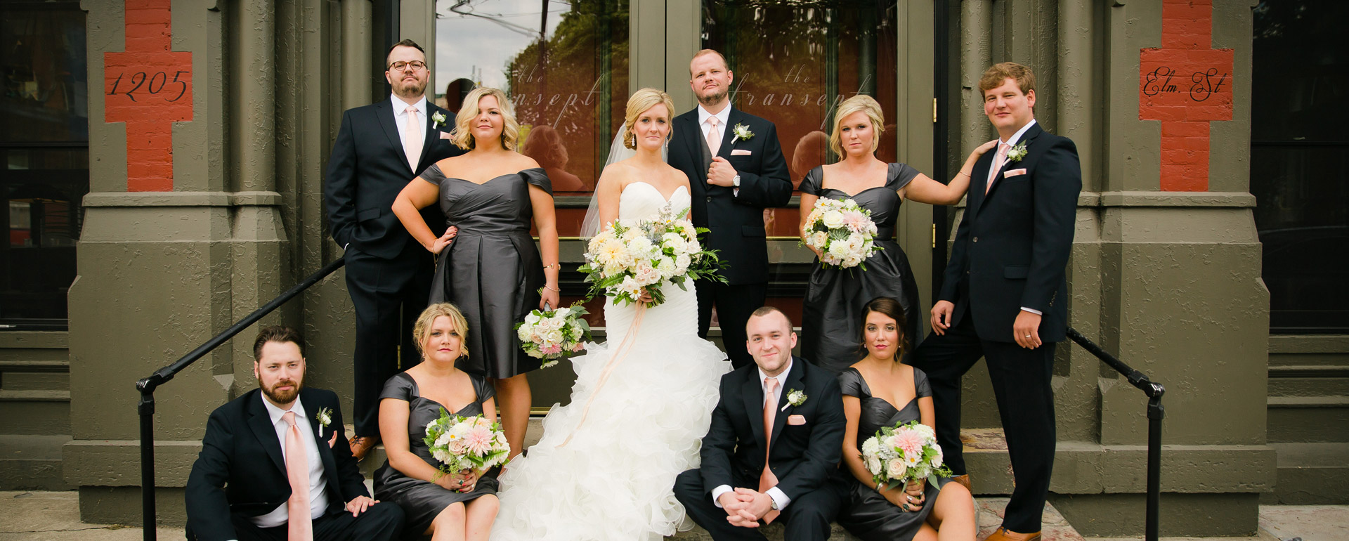 Bridal Party on the Steps of The Transept